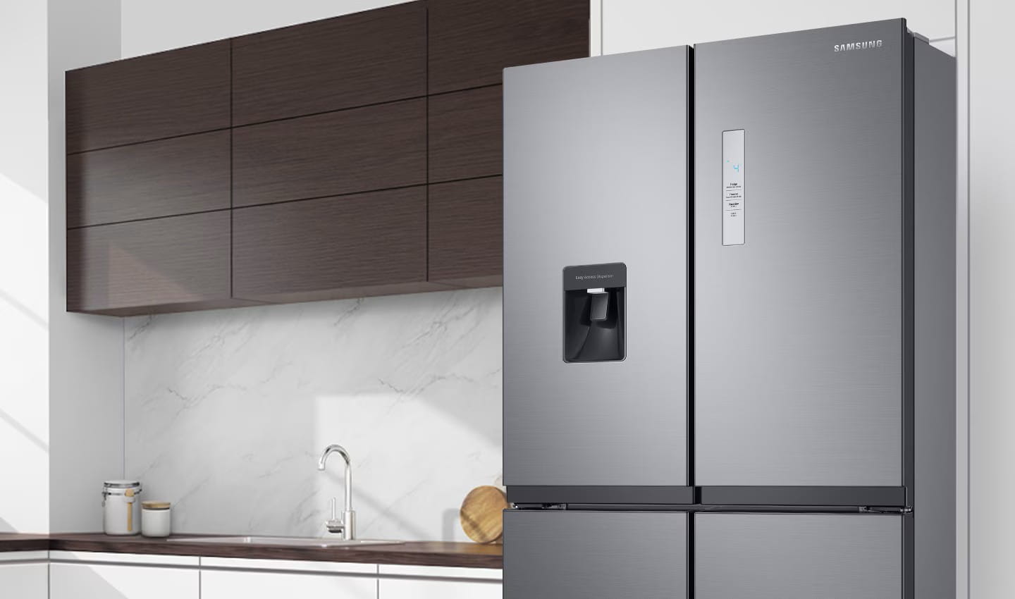 Réfrigérateur Samsung RF48 4 Portes Twin Cooling Plus 466L fiche technique