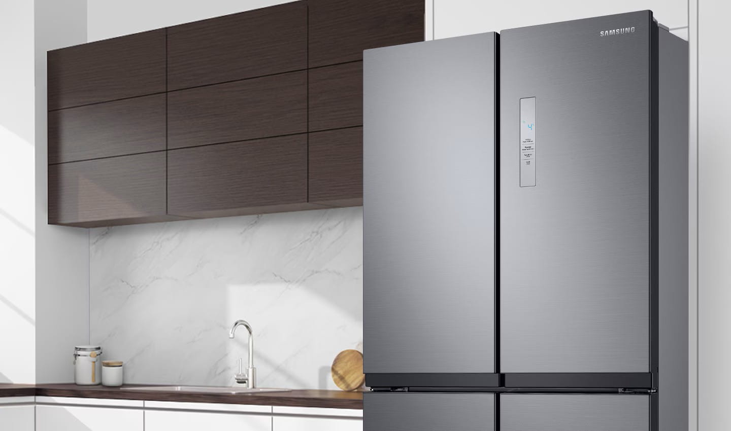 Réfrigérateur Samsung RF48 4 Portes Twin Cooling Plus 468L fiche technique